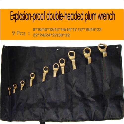 9 Pcs Explosion proof double head plum wrench, Aluminum Bronze /Beryllium bronze