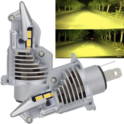 Car LED Light Yellow 3000K Motorcycle Headlamp H/L 12V DC High Low Beam White 6500K MOTO