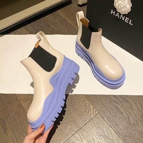 Chelsea Womens Shoes Nice Platform Ankle Boots for Women Fashion Leather Spring Boots Female Woman Heels Rubber Designer Shoes