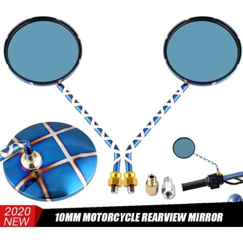 DERI 1 Pair Motorcycle Rear View Side Round Mirrors Scooter 10mm Screws Rearview espejos moto for Suzuki for Yamaha for Honda