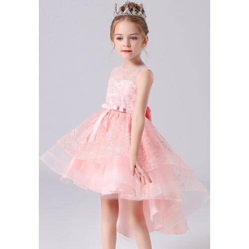 New Childrens Clothing Girls Wedding Dress Skirt Big Child Princess Dress Tailing Host Birthday Party Banquet Dress