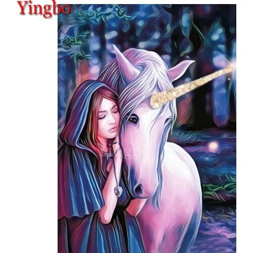 Painting With Diamonds Unicorn And Girl Diamond Mosaic Cross Stitch Diamond Painting 5d Diamond Embroidery Rhinestones Picture