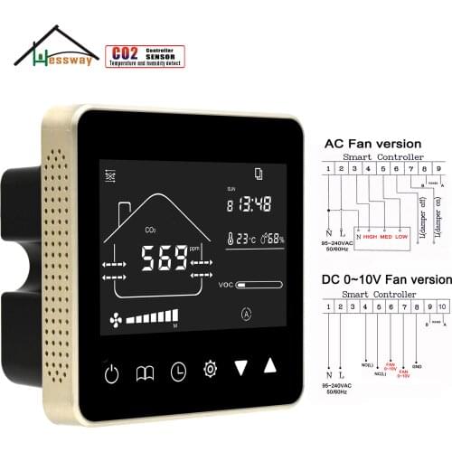 HESSWAY RS485 DIY CO2 PPM Sensor Controller 0-10V/AC for Air Quality Monitor Indoor Outdoor Humidity Temperature VOC Detector