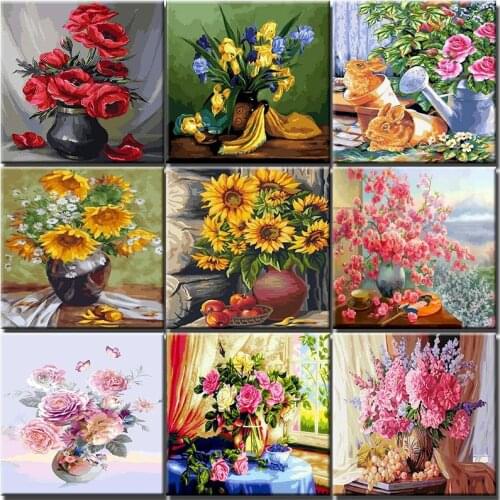 Paint By Number Flowers Landscape Oil Picture Acrylic Paint Colorful Handmade Drawing Pictures By Number For Adults Kit Decor