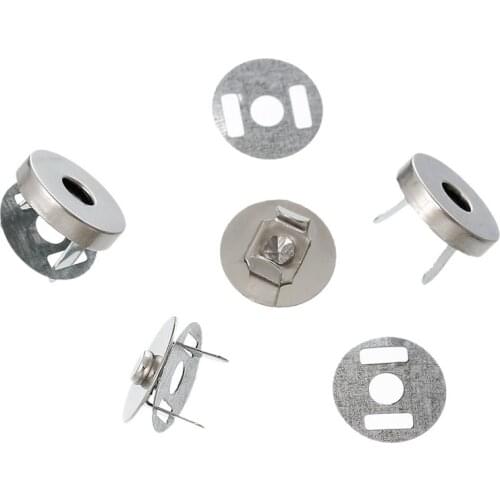 5 Sets Silver Tone Round Magnetic Purse Snap Clasps Closure DIY Messager Handbag Clutch Buckles 14mm Crafts Making Accessories