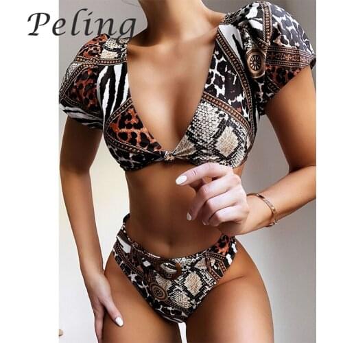 2021 Summer Flower Print Women Swimsuits Bathing High Waist Backless Push Up Padded Beachwear Lace Up Swimwear Sexy Bikinis Set