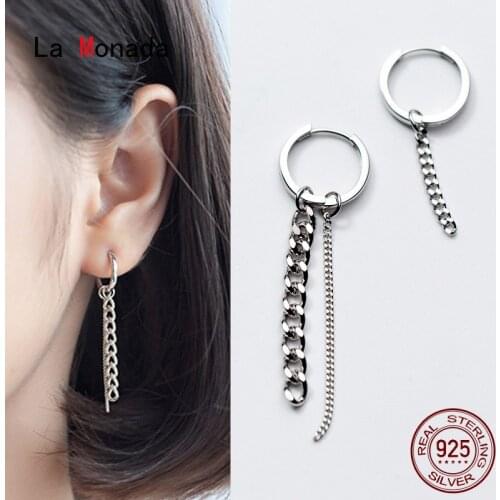 La Monada Small Hoop Earrings For Women Piercing Ear Silver 925 Fashion Chain Asymmetrical 925 Silver Earrings For Girls Woman