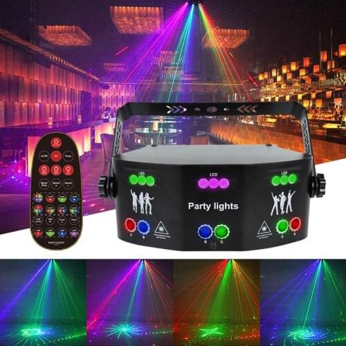 15 eyes Laser Led Lights Projector DMX DJ Disco Lighting Voice Controller Music Party Lights Effect For Bedroom Home Decoration
