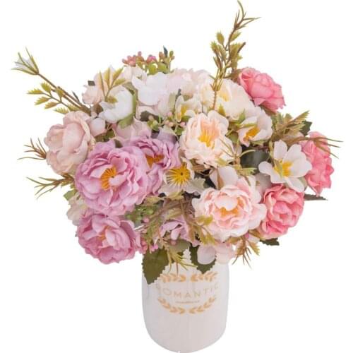 Hot Peony DIY party decoration retro silk fake flower small rose wedding fake flower holiday supplies home decoration bouquet