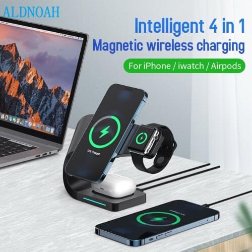 4 in 1 Magnetic Wireless Charger 15W Fast Charging Station for Magsafe iPhone 12 pro Max Chargers for Apple Watch Airpods pro