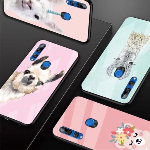 Cartoon Lama Llama Alpacas Animal Tempered Glass Phone Case For Huawei honor 8X 9 10i 20i 20Lite 20Pro 30 Pro Cover Shell