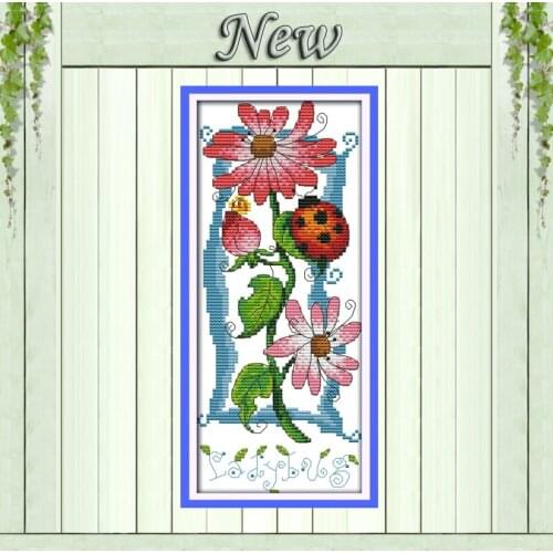 Daisy and beetles Sound of flowers painting counted printed on canvas DMC Cross Stitch kits 11CT 14CT needlework Sets embroidery