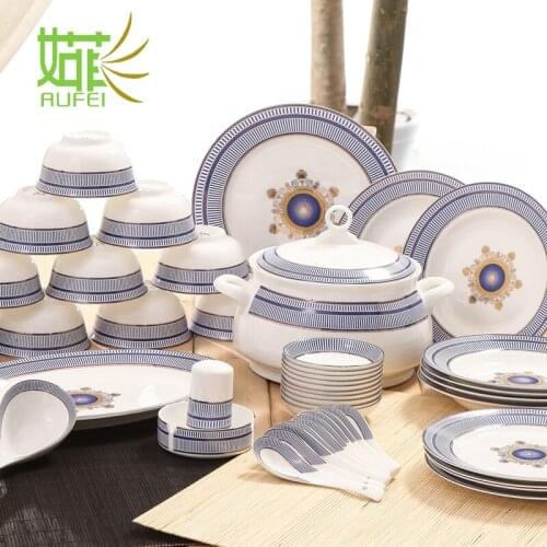 The dishes set tableware Jingdezhen household porcelain Korean dishes creative Chinese simple dishes