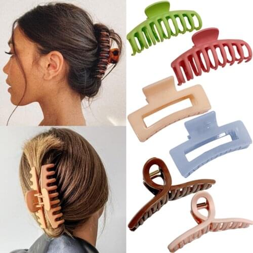 New Korean Geometric Metal Hair Claw Candy Color Square Hair Clip For Women Fashion Hair Accessories Large Size Styling Tools