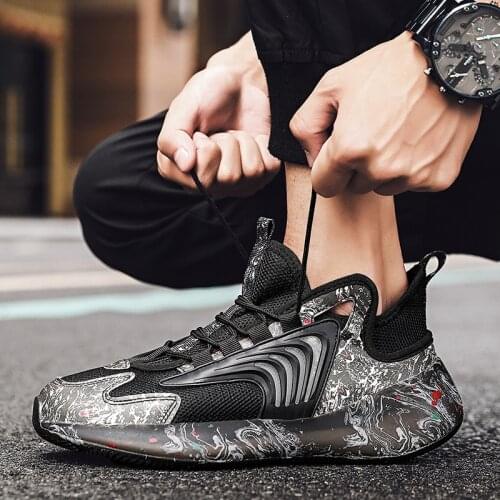 New Fashion Men Sneakers Breathable Running Shoes for Men Graffiti Sport Shoes Outdoor Cushion Walking Jogging Shoes Zapatillas