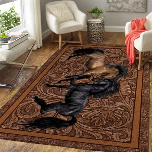 Love Horse Retro Style 3D Printed Anti-slip Rug Carpet Home Decoration Living Flannel Bedroom Non-slip Floor Rug 05