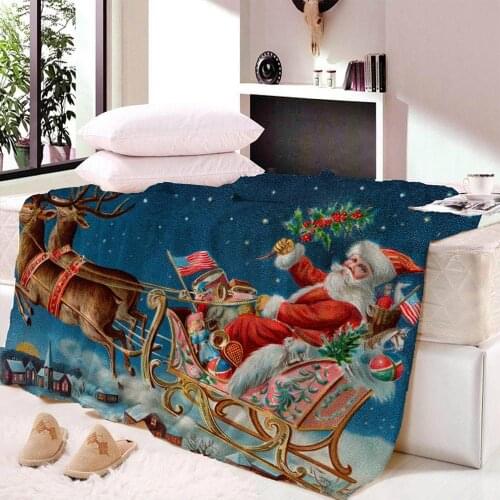 3D Christmas Thin Blanket On Bed Sofa Super Soft Throw Blanket Art Beach Towel Throw Travel Couch Quilt Cover Bedspread Cartoon
