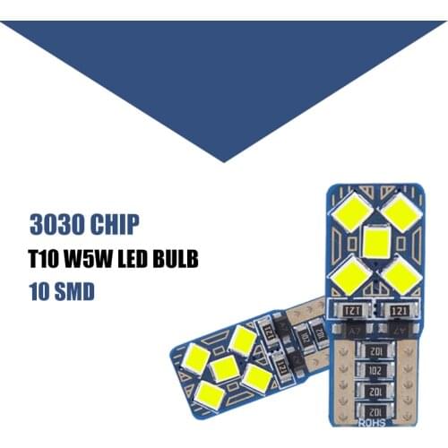 T10 W5W Led Reading Lamp 12V 6000K 3030 10SMD Clearance Lights Auto Parking Lamp Wedge Tail Side Bulb For Car 2Pces