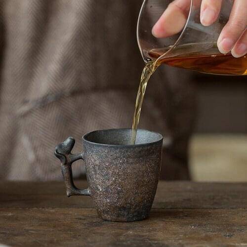 Japanese-style Vintage Ceramic Coffee Mug Tumbler Rust Glaze Tea Milk Beer Mug Handgrip Water Cup Office Household Drinkware