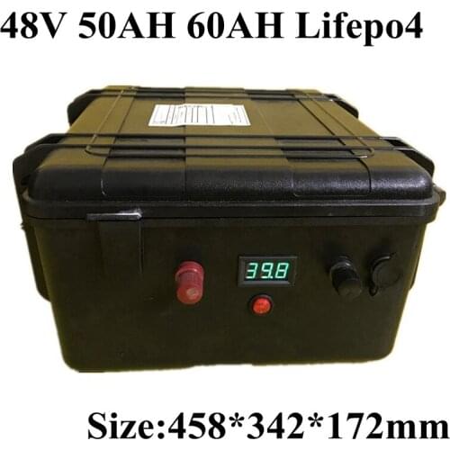 48v 50Ah 60Ah Lifepo4 Battery Waterproof Lithium Iron Phosphate Battery Electric Bike Scooter Power Motor 2kw BMS + 10A Charger