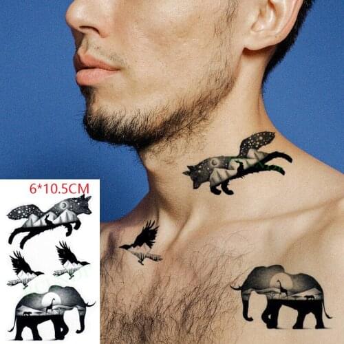 Waterproof Temporary Tattoo Sticker Bird Elephant Wolf Eagle Cool Body Art Flash Tattoo Fake Tattoo for Women Men