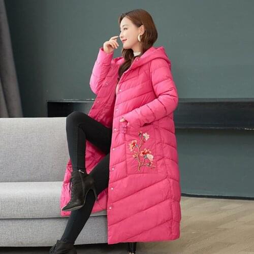 Retro Chinese National Style Womens Middle And Long Knee Length Cotton Padded Jacket 2021 New Winter Fashion Down Cotton Padded