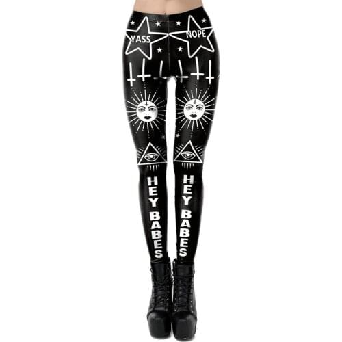 Retro culture womens Leggings personalized casual sports small feet elastic pants