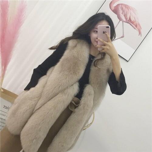 Female Coat Women Clothes Real Fox Vests Autumn Winter Warm Fur Coats Elegant Long Jacket Manteau Femme Hiver ZL586