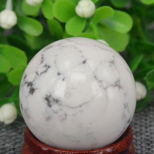 1.2")30MM Natural Stone White Howlite Turquoise Sphere Crystal Globe Ball Chakra Healing Reiki Stone Carving Crafts,Minerals