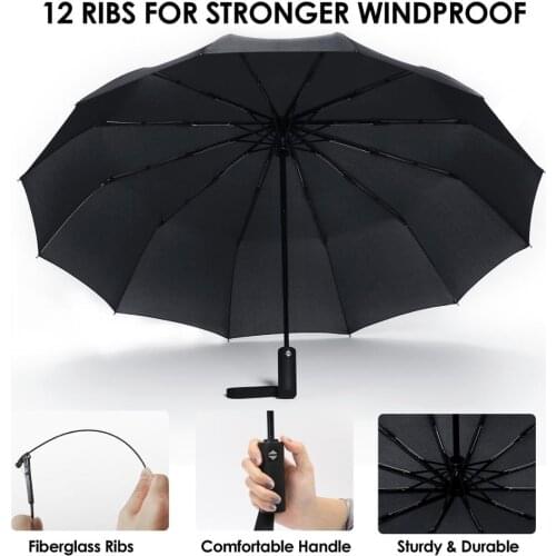 12ribs Auto Open/Close Folding Portable Umbrella Automatic folding umbrella Windproof Travel Umbrella for women and men