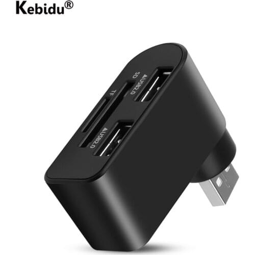 2 Port Multi 2.0 Usb Hub With TF SD Card Reader High Speed Rotate Splitter Adapter for Laptop Notebook PC Computer Accessories