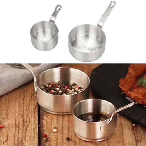 2Pcs Portable Soup Pot Cooking Tools Non-stick Milk Pot Mini Sauce Cooking Pan Stockpot Kitchen Cookware Stainless Steel, 50ml