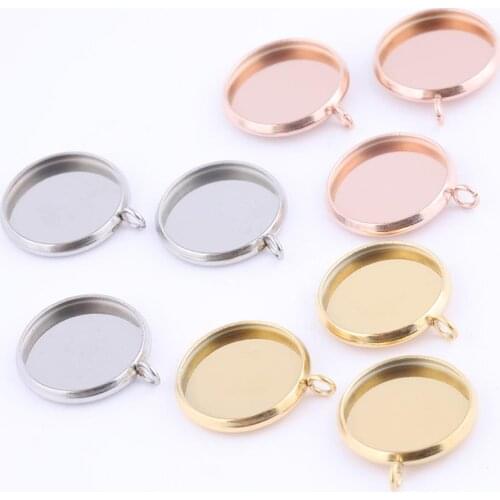 20pcs Fit 12mm Round Cabochon Base Setting Trays Diy Charm Pendant Bezel Blanks For Jewelry Making Supplies