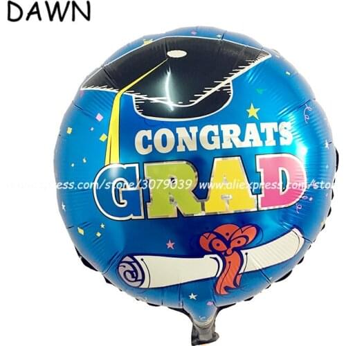 25pcs/lot 45*45cm Doctorial hat round shape helium balloons Happy graduation foil ballon for birthday wedding decoration balloon