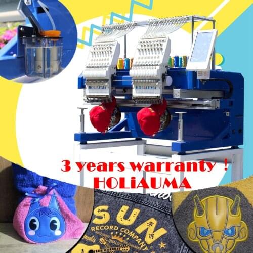 3 years warranty 2 head 15 colour computerized embroidery machine multi functions t-shirt flat hat 3d embroidery machine1200 spm