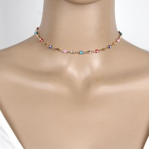 32cm Single Strand Evil Eyes and Stars Spaced Girls`s Fashion Choker