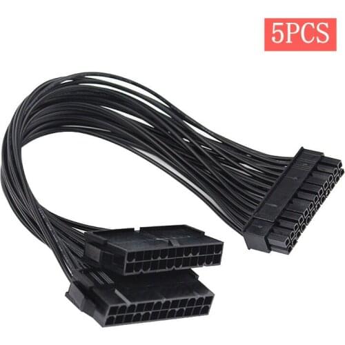 5PCS 24pin Power Supply Synchronizer Male To Female Atx Mining 30cm Dual Psu Extension Cable For Computer Adaptor For Mining