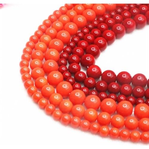 AA+ Red Coral Beautiful Jewelry Making Accessorie 4mm-14mm Round artificial Coral Stone Charm Beads for DIY Bracelets Jewelry