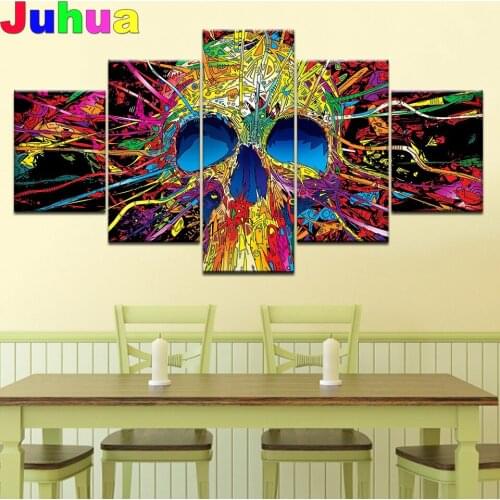 Skull Abstract Color Artistic Painting Diamond painting Multi Pane Diamond patterns,full round/square embroidery 5D DIY Diamant