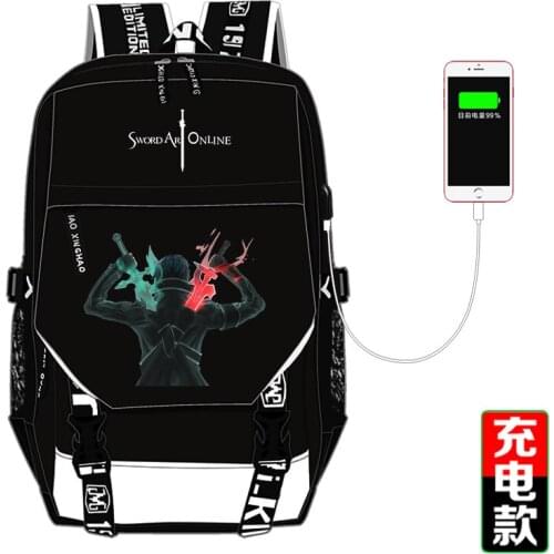 Anime Sword Art Online SAO USB Backpack School Bag Wo Men Travel Bags Cosplay Kids Student School Bookbag Gift