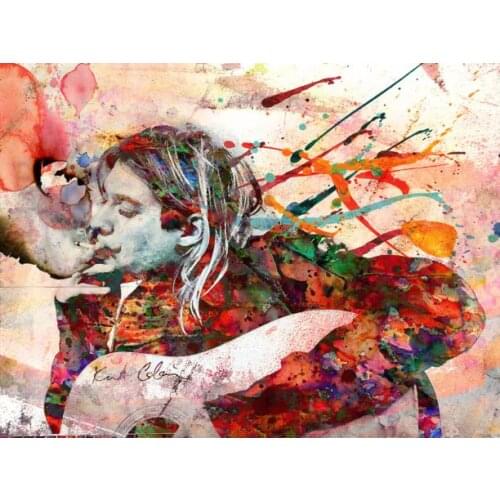 Free Shipping Colored Guitar Hand Canvas Oil Painting Canvas Wall Art Decoration Picture Home Decor Artwork XJDP-195