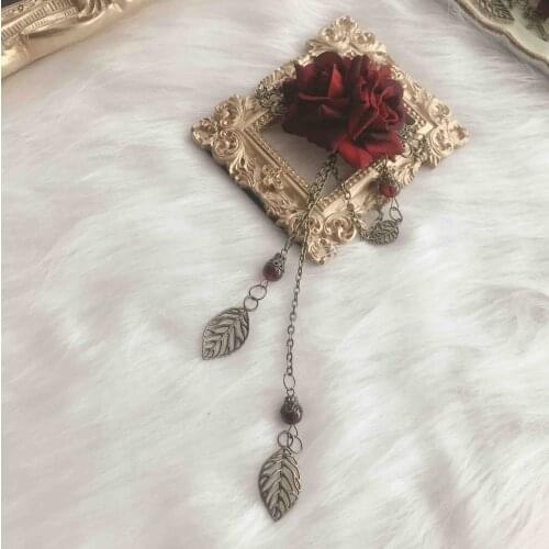Lolita Side clip / Brooch Red Black Faggots Rose Tassels Hairpin Cosplay Soft Girl Gothic series Lolita Hair Ornaments Hair Clip