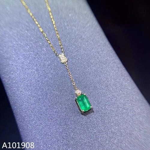 KJJEAXCMY boutique jewelry 18K gold inlaid natural emerald female necklace necklace pendant support test
