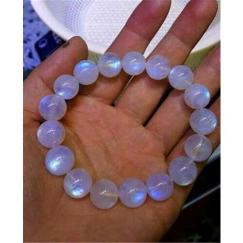 Precious Strong Lights Natural Moonstone Bracelets Women Men Stretch Healing Crystal Round Bead Bracelet 11mm 12mm 13mm