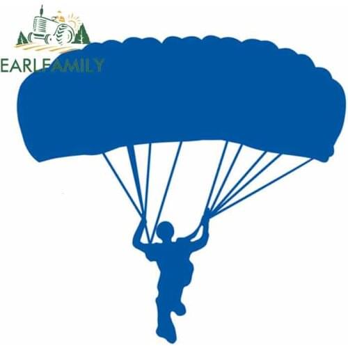 EARLFAMILY 13cm x 9.7cm Parachuter Comic Cartoon Funny Car Stickers Waterproof Anime Vinyl JDM Bumper Trunk Truck Graphics