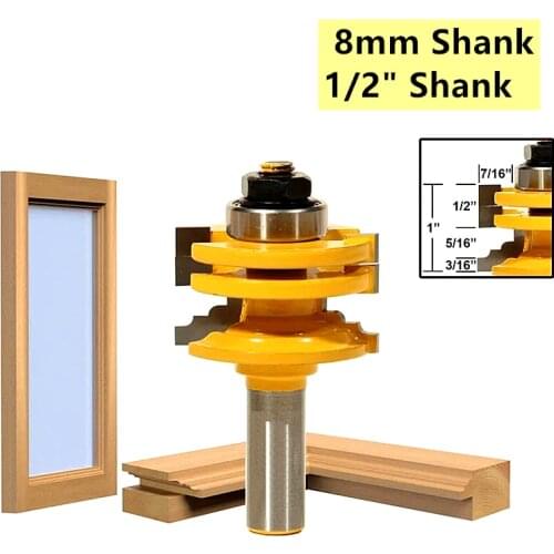 Citop 1pcs 8mm /12.7mm Shank Router Bit Milling Cutting Cabinet Tenon Cutter for Door & Window Glass Woodworking Carving Tool