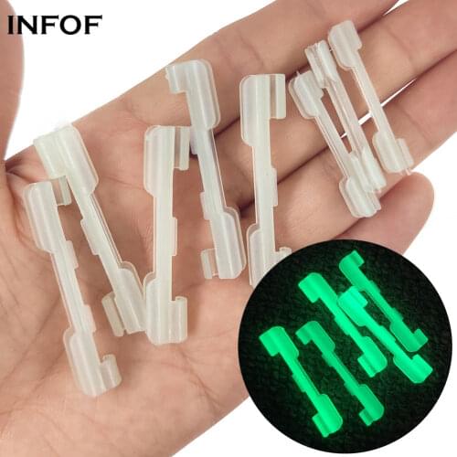 INFOF 10pcs Fishing Glow Stick Holder for Rod Tips Luminous Fishing Lightstick Clip Night Fishing Accessories