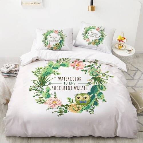 King size bedding set duvet cover set bed linen euro 240*220 Queen nordic covers for bed of 150 pink cactus drop ship