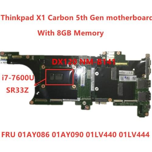 Lenovo Thinkpad X1 Carbon 5th Gen I7-7600U Laptop Motherboard RMA 16GB FRU 01AY090 01AY091 01LV441 01AY087 100% tested ok
