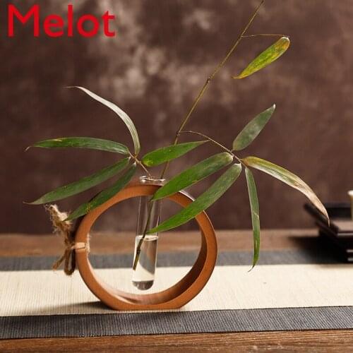 Creative Bamboo Small Vase Chinese Retro Mini Flower Desktop Decoration Flower Arrangement Dried Flower Hydroponic Floor Vase